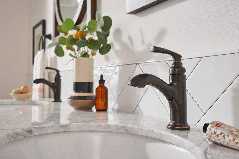 Moen Chrome Single Handle Monoblock Bathroom Sink Faucet 