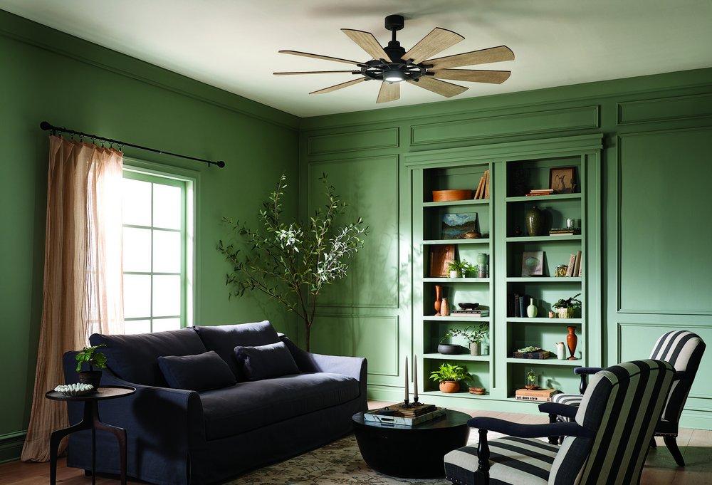 Kichler Lighting Weathered Zinc 65 in. 9-Blade Indoor/Outdoor Ceiling Fan 