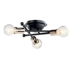 100W 3-Light Medium E-26 Incandescent Flush Mount Ceiling Fixture in Black