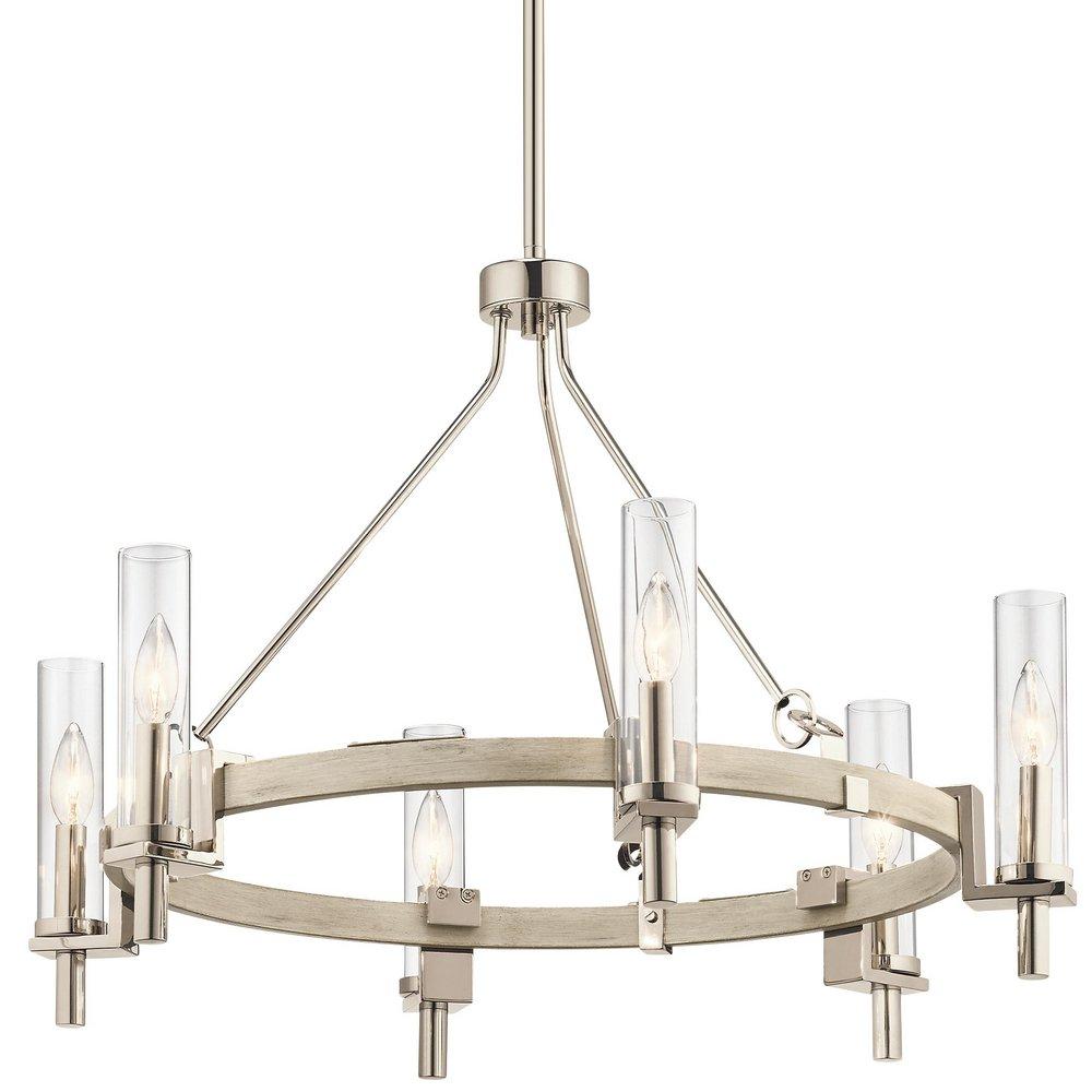 Kichler Lighting White Washed Wood 40W 6-Light Candelabra E-12 Incandescent Chandelier 