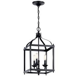 60W 3-Light Candelabra E-12 Incandescent Pendant in Black