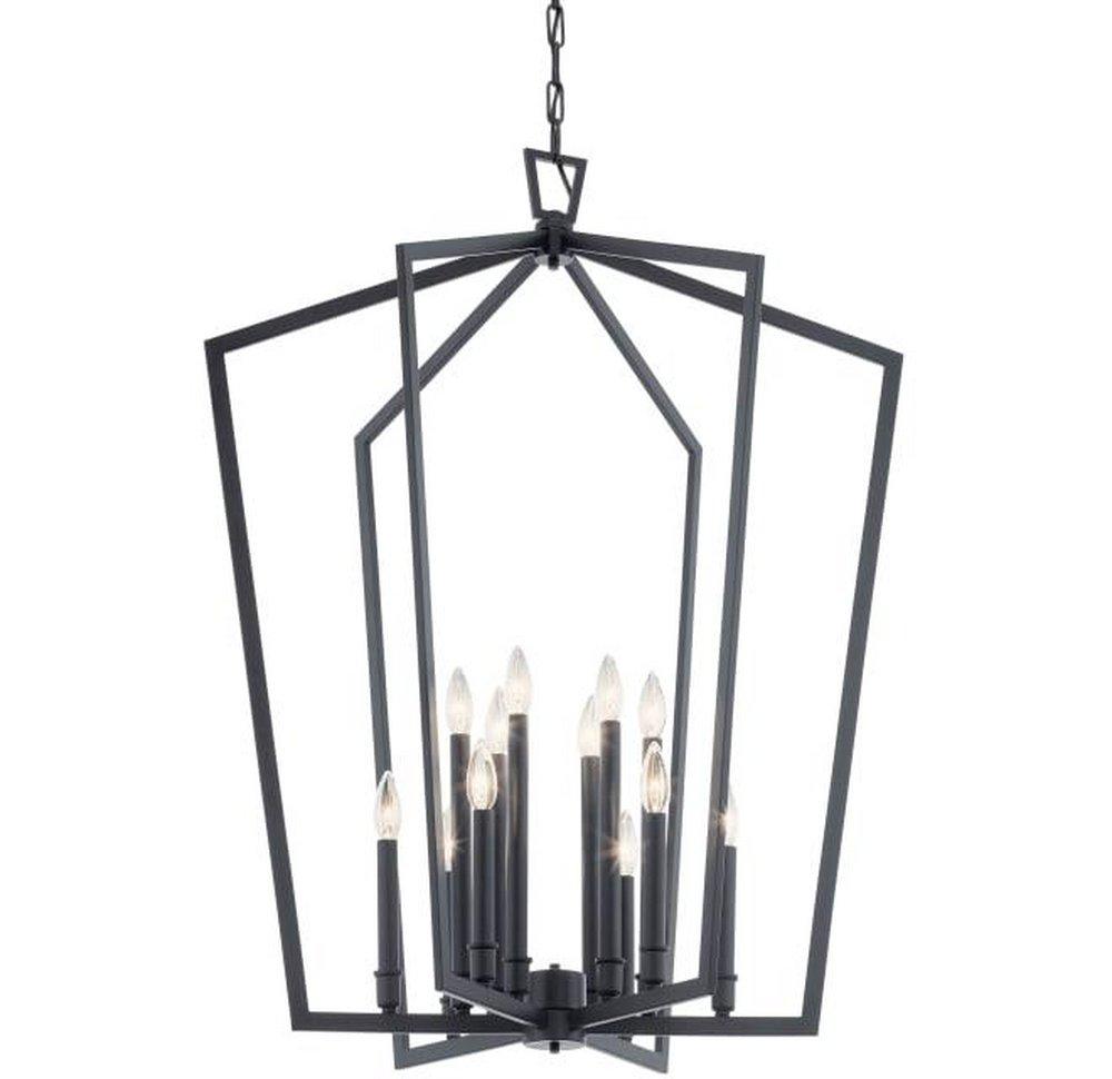 Kichler Lighting Black 60W 12-Light Candelabra E-12 Incandescent Chandelier 