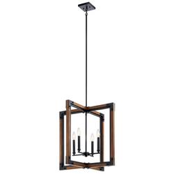60W 4-Light Candelabra E-12 Pendant Light in Auburn Stained