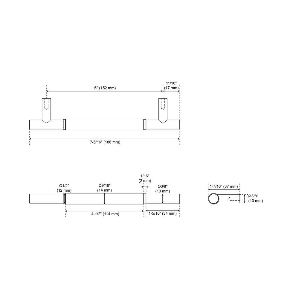 Signature Hardware Satin Brass 1/2 x 7-3/8 in. Brass Cabinet Pull 