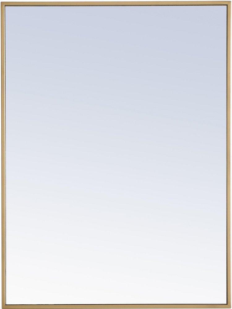 Elegant Lighting Brass 24 x 1 in. Metal Frame Rectangular Mirror in Brass 