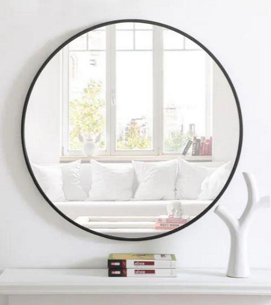 METAL FRAME ROUND MIRROR 32 INCH BLACK FINISH 