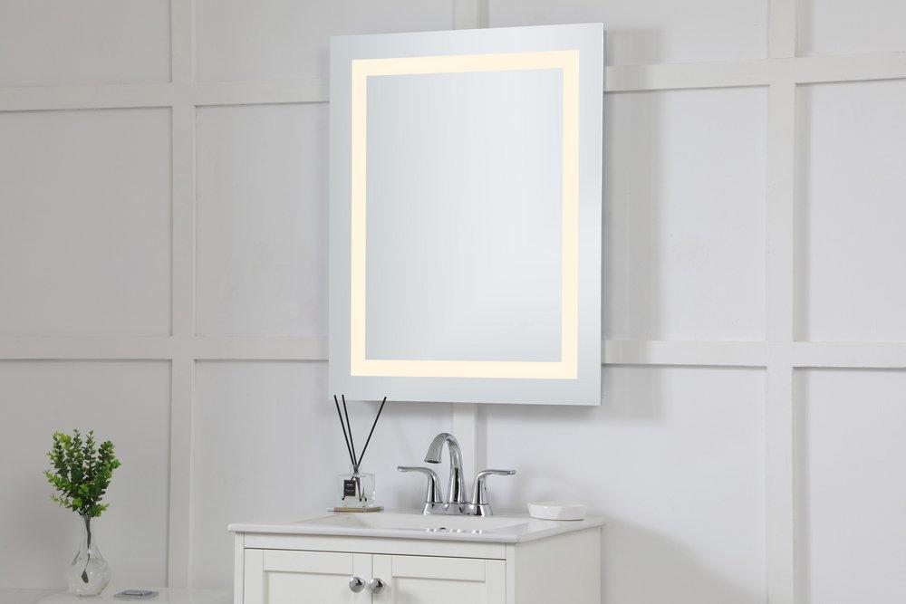 Elegant Decor Glossy White 1-3/5 x 30 in. Wall Mount LED Hardwired Rectangular Mirror 