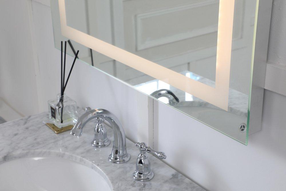 Elegant Decor Glossy White 1-3/5 x 30 in. Wall Mount LED Hardwired Rectangular Mirror 