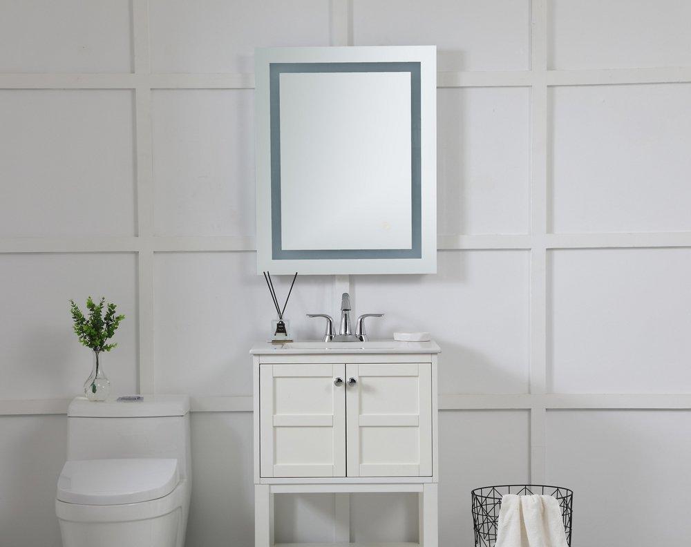 Elegant Decor Glossy White 1-3/5 x 30 in. Wall Mount LED Hardwired Rectangular Mirror 