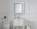 Elegant Decor Glossy White 1-3/5 x 30 in. Wall Mount LED Hardwired Rectangular Mirror 