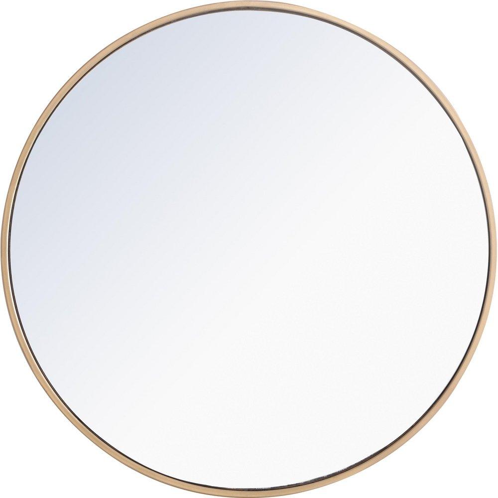Elegant Decor Brass Wall Mount MDF and Metal Framed Round Mirror in Brass 