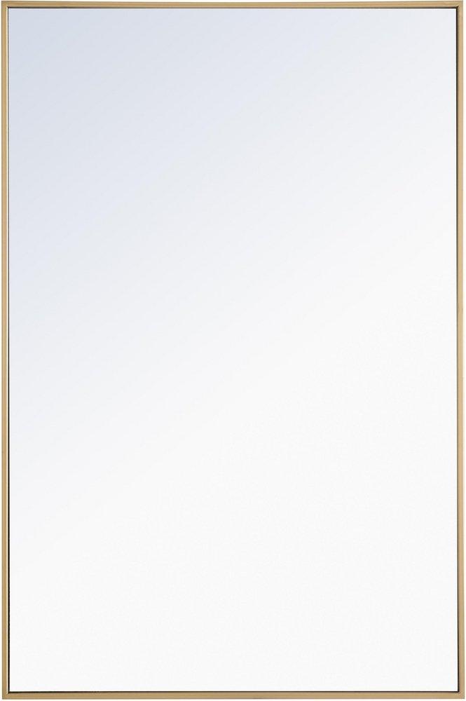 Elegant Decor Brass 28 x 42 in. Wall Mount MDF and Metal Framed Rectangular Mirror 