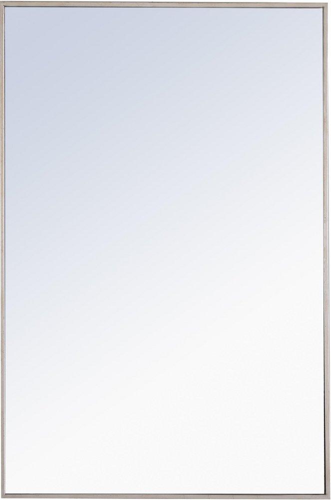 Elegant Decor Silver 28 x 42 in. Wall Mount MDF and Metal Framed Rectangular Mirror 