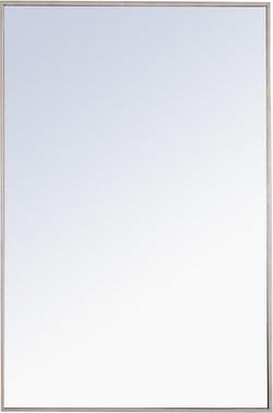 28 x 42 in. Wall Mount MDF and Metal Framed Rectangular Mirror in Silver