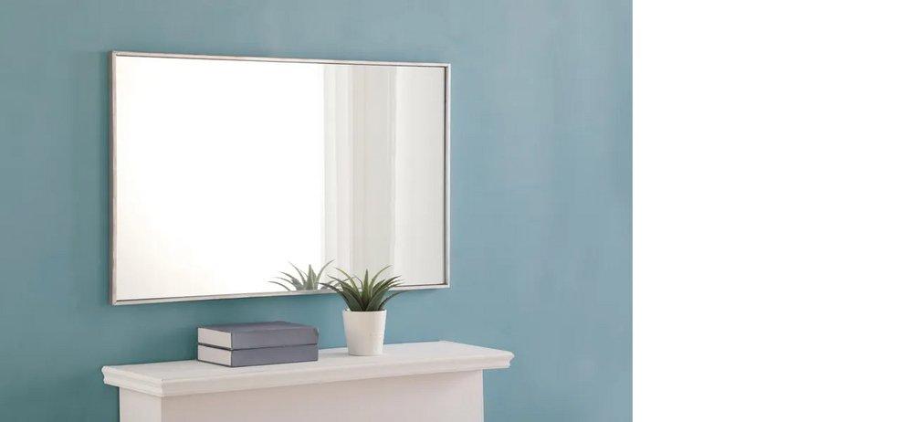 Elegant Lighting Silver 24 in. Flat Edge Rectangular Vanity Mirror in Silver 