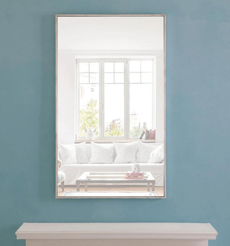 Elegant Lighting Silver 24 in. Flat Edge Rectangular Vanity Mirror in Silver 