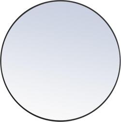 Wall Mount MDF and Metal Framed Round Mirror in Black