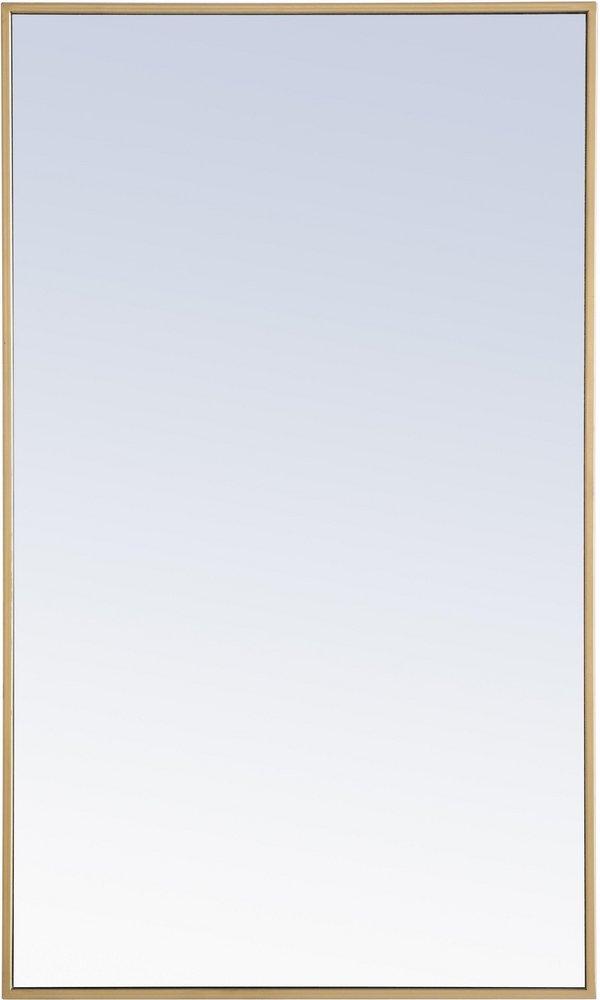 Elegant Lighting Brass 24 x 1 in. Metal Frame Rectangular Mirror in Brass 