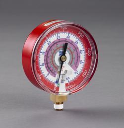 3-1/8" Class 1 &deg;F/&deg;C Red Pressure Gauge - R32/R410A