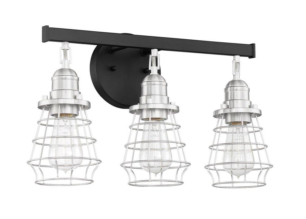 Craftmade Flat Black/Brushed Polished Nickel 100W 3-Light Medium E-26 Incandescent Vanity Fixture 