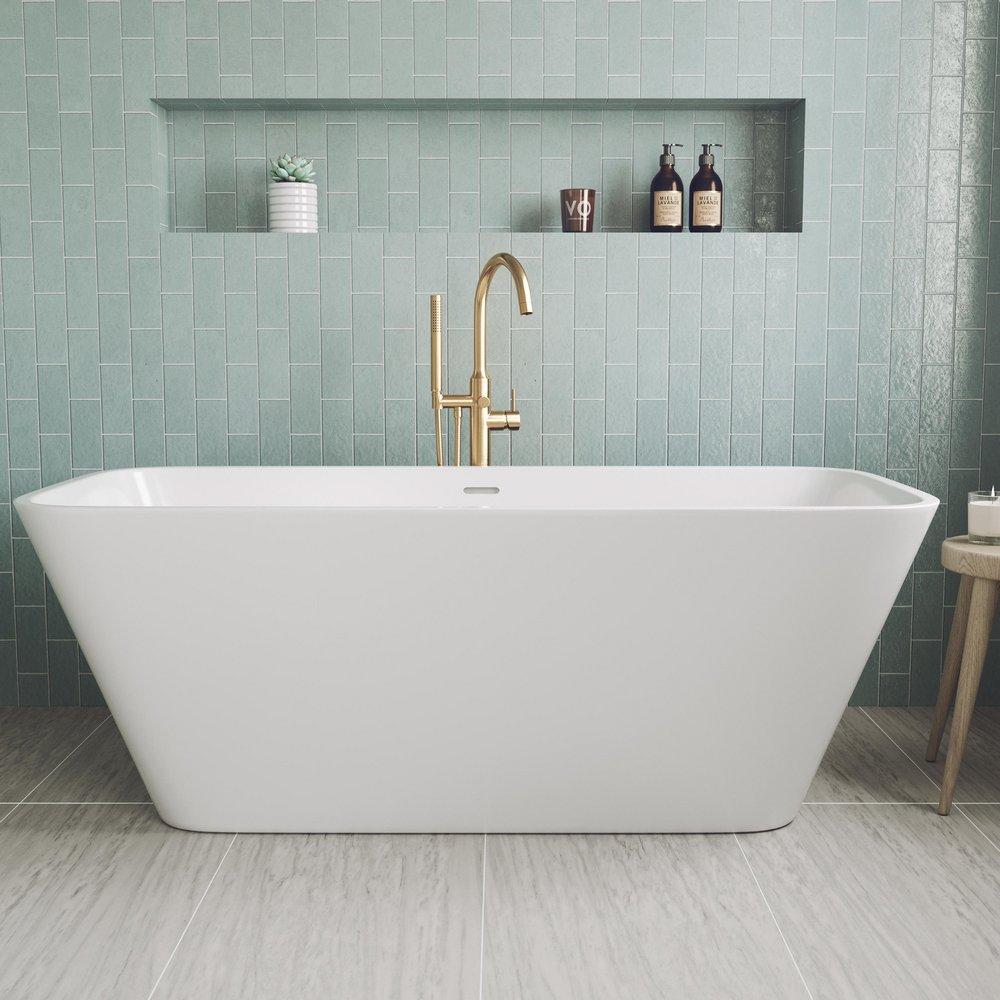 Signature Hardware White 66 x 31 in. Freestanding Bathtub with Center Drain 