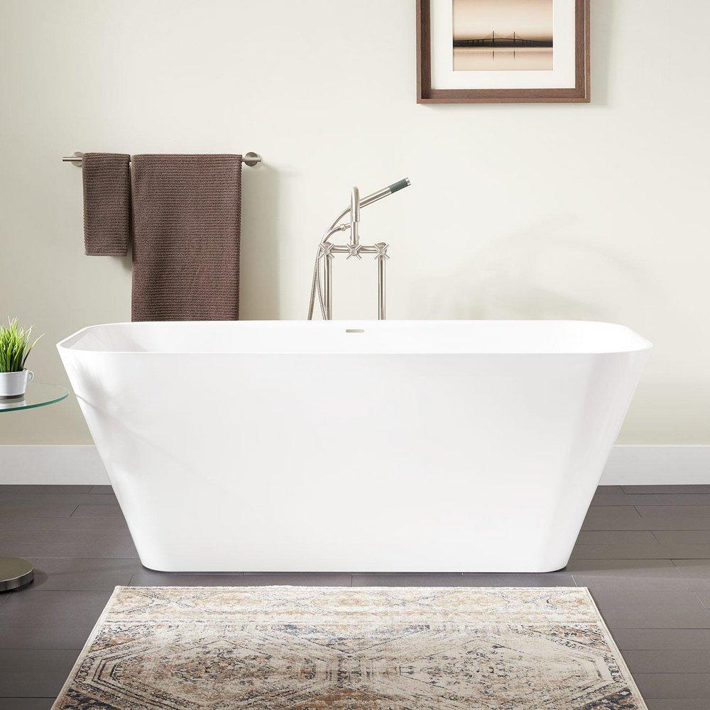 Signature Hardware White 66 x 31 in. Freestanding Bathtub with Center Drain 