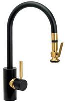 Single Handle Pull Down Kitchen Faucet in Matte Black with Classic Bronze