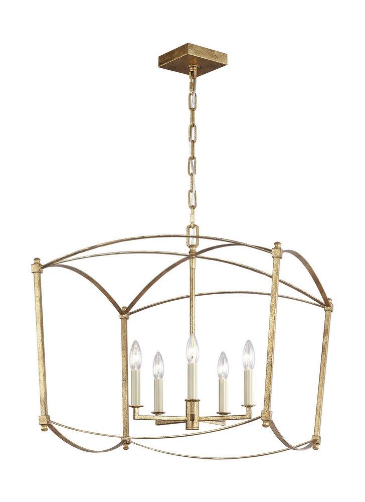 Visual Comfort & Co. Studio Antique Gild 60W 5-Light Candelabra E-12 Incandescent Chandelier 