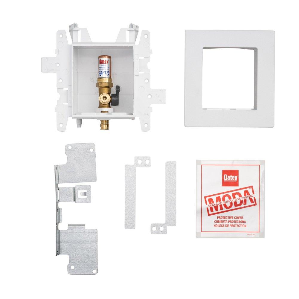 Oatey&reg; White 3-63/100 x 7-49/50 x 8-23/50 in. Ice Maker Quarter-Turn Fire Rated Supply Box 