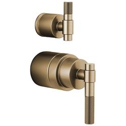 Pressure Balance Valve with Integrated Diverter Trim T-Lever Handle Kit in Brilliance&reg; Luxe Gold&reg;