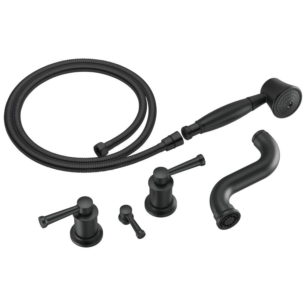 Brizo Matte Black Three Handle Roman Tub Faucet (Trim Only) 