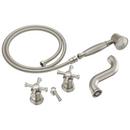 Two Handle Wall Mount Tub Filler with Handshower in Luxe Nickel