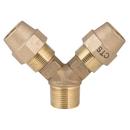 2 x 1 x 1 in. Male Threaded x CTS Grip Joint Water Service Brass Wye Branch with Bronze Ring and EPDM Gasket