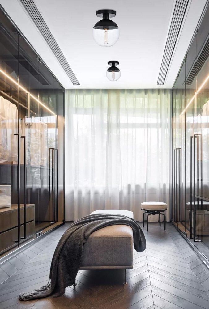 Elegant Lighting Black 40W 1-Light Medium E-26 Semi-Flush Mount Ceiling Fixture 