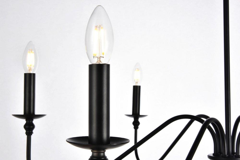 Elegant Lighting Matte Black 40W 6-Light Candelabra E-12 Chandelier 