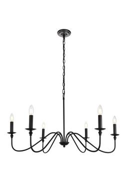 40W 6-Light Candelabra E-12 Chandelier in Matte Black