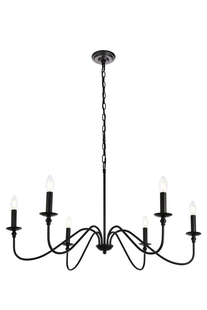Elegant Lighting Matte Black 40W 6-Light Candelabra E-12 Chandelier 