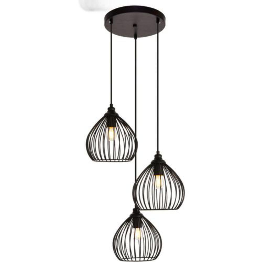 Elegant Lighting Black 16 in. 40W 3-Light Medium E-26 Incandescent Pendant 