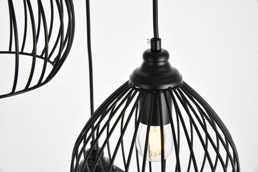 Elegant Lighting Black 16 in. 40W 3-Light Medium E-26 Incandescent Pendant 