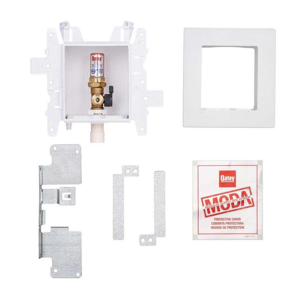 Oatey&reg; White 3-63/100 x 7-49/50 x 8-23/50 in. Ice Maker Quarter-Turn Fire Rated Supply Box 