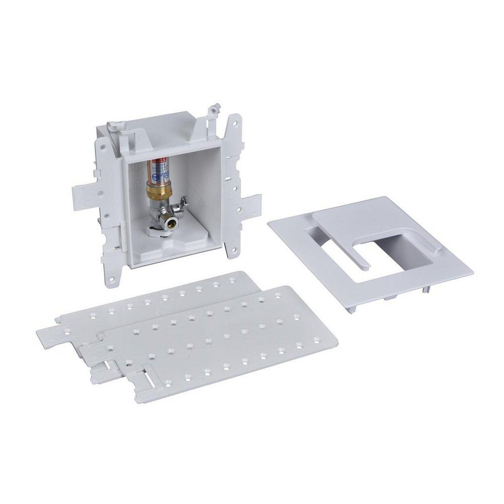 Oatey&reg; White 3-63/100 x 7-49/50 x 8-23/50 in. Dishwasher or Toilet Quarter-Turn Fire Rated Supply Box 