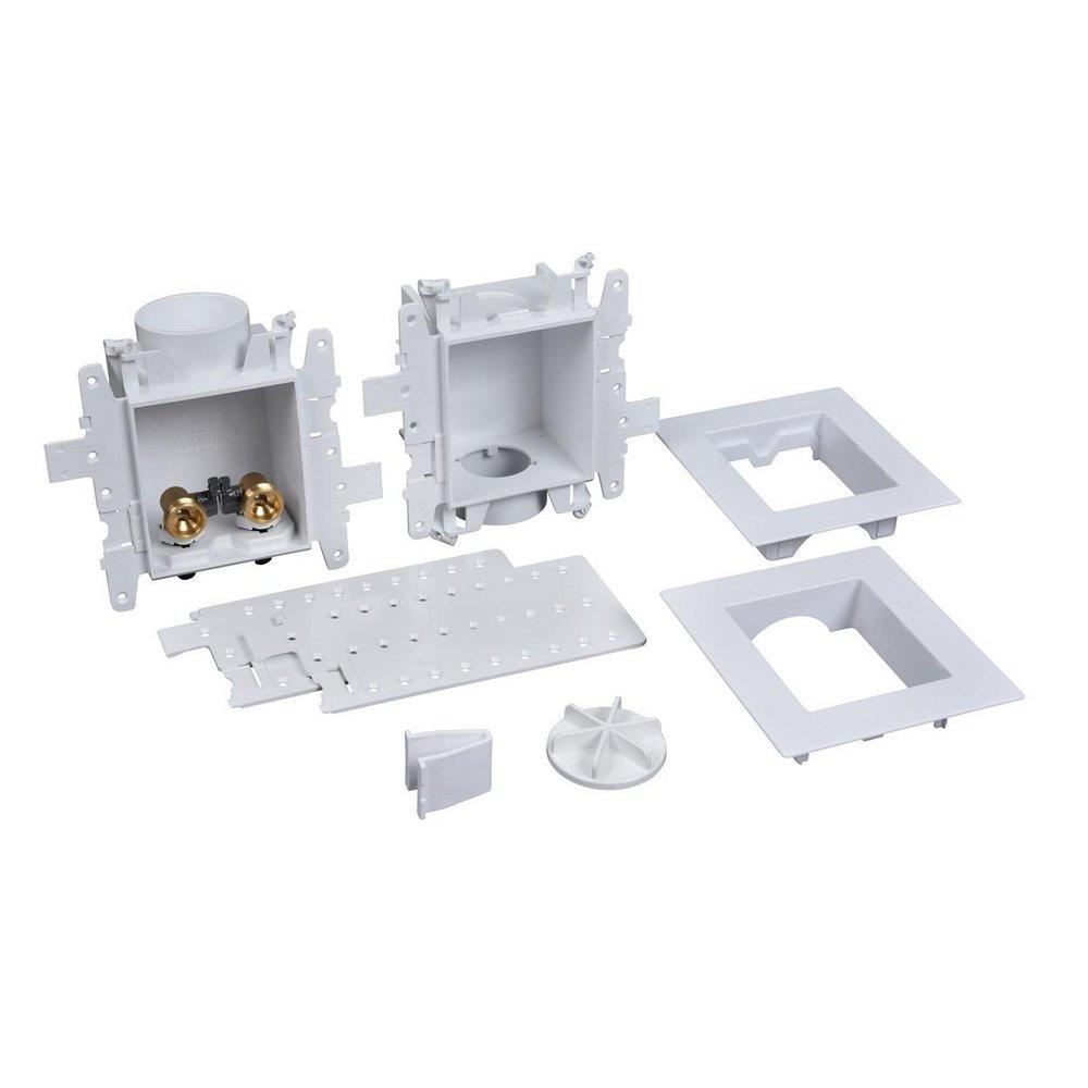 Oatey&reg; White 3-63/100 x 13-24/25 x 8-23/50 in. Washing Machine Quarter-Turn Fire Rated Supply Box 
