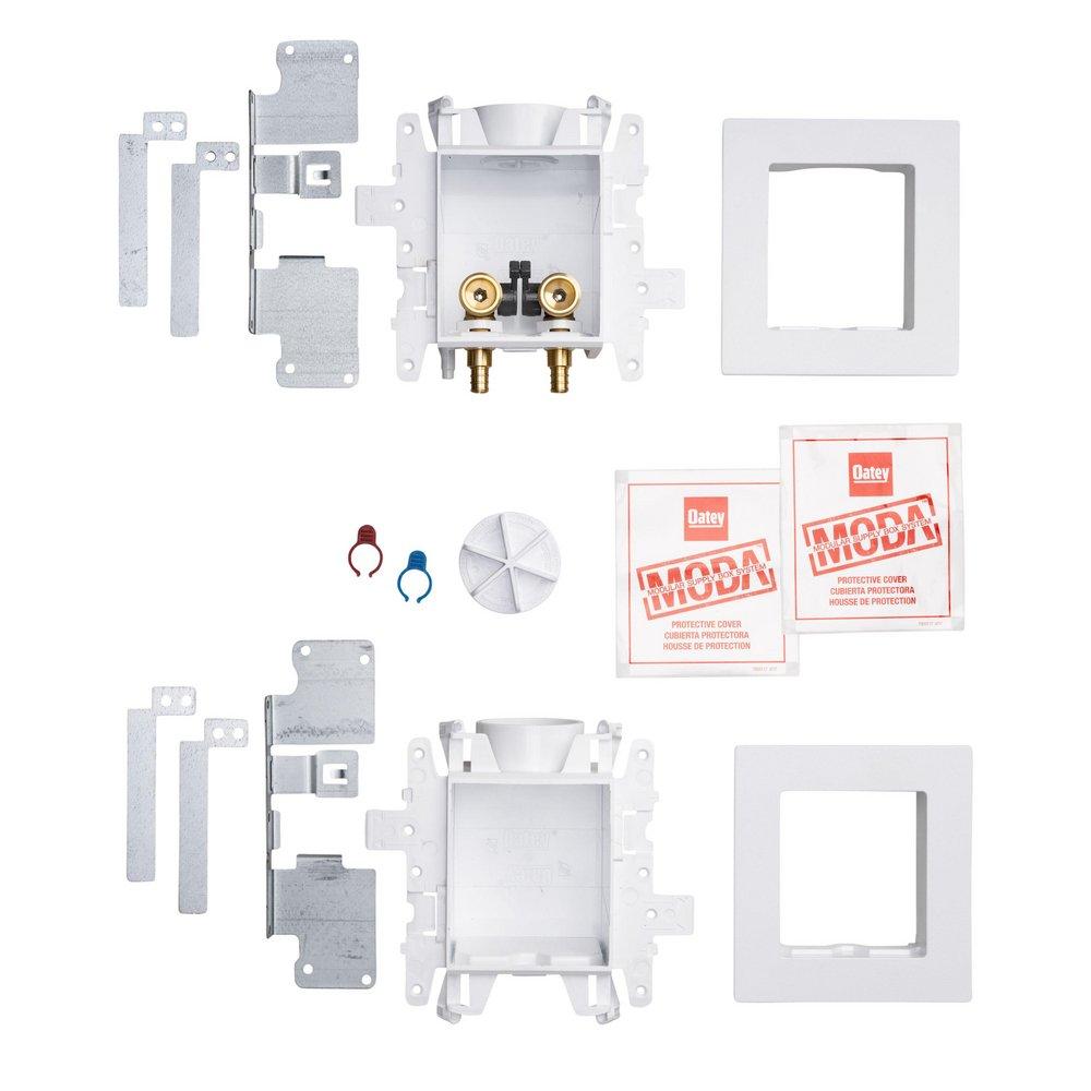 Oatey&reg; White 3-63/100 x 13-24/25 x 8-23/50 in. Washing Machine Quarter-Turn Fire Rated Supply Box 