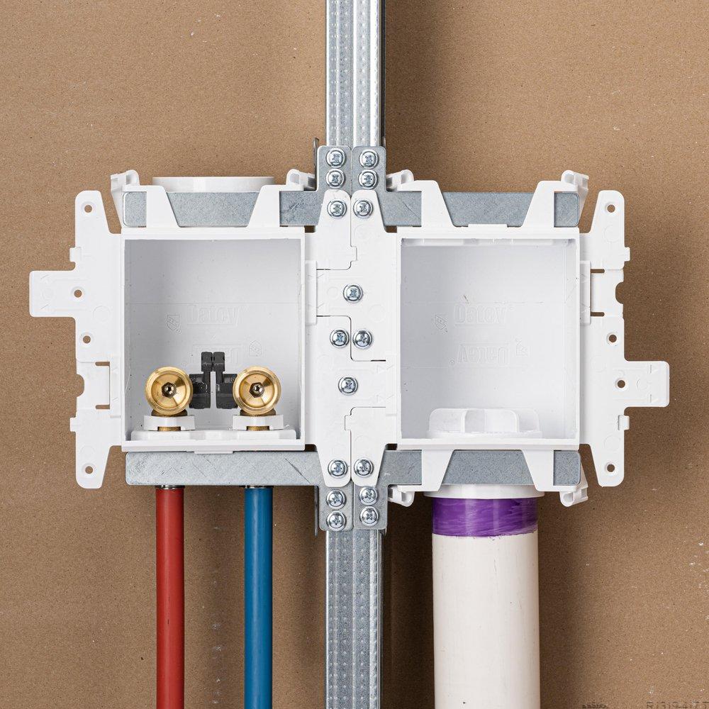 Oatey&reg; White 3-63/100 x 13-24/25 x 8-23/50 in. Washing Machine Quarter-Turn Fire Rated Supply Box 