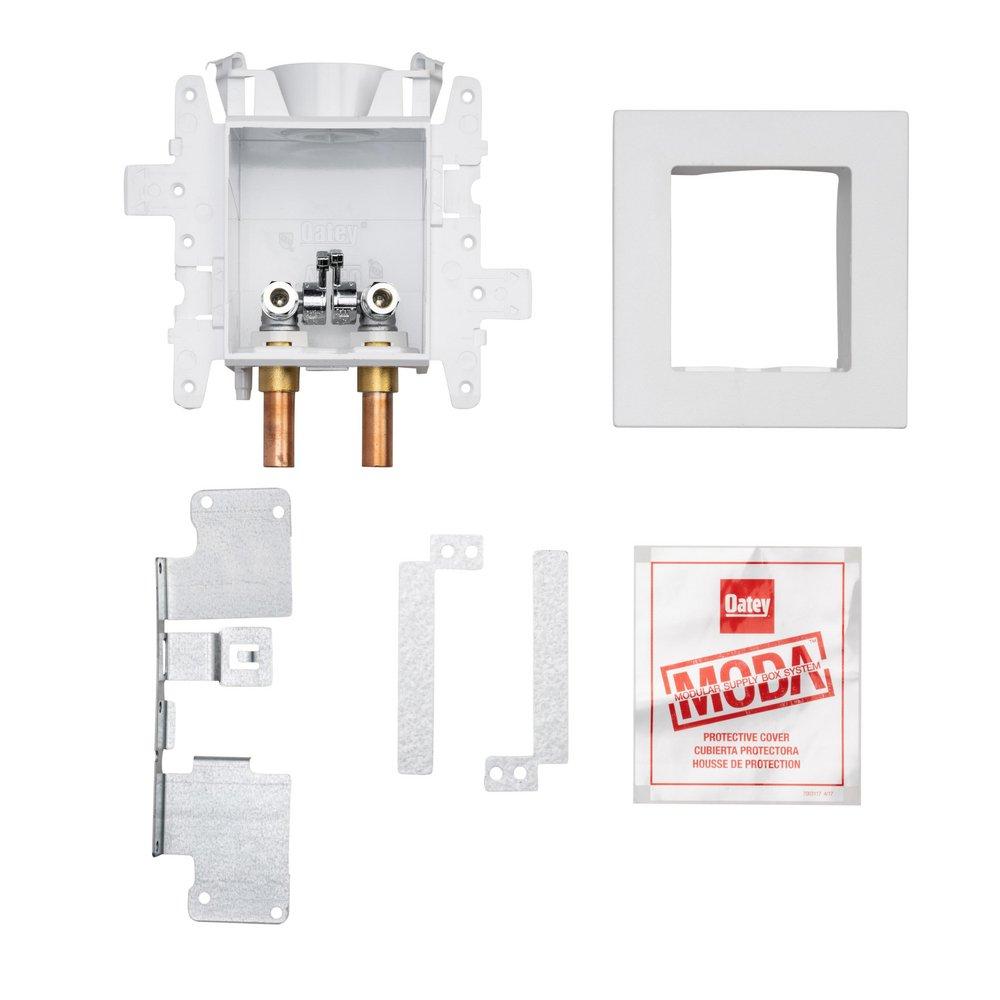 Oatey&reg; White 3-63/100 x 7-49/50 x 8-23/50 in. Lavatory Quarter-Turn Fire Rated Supply Box 