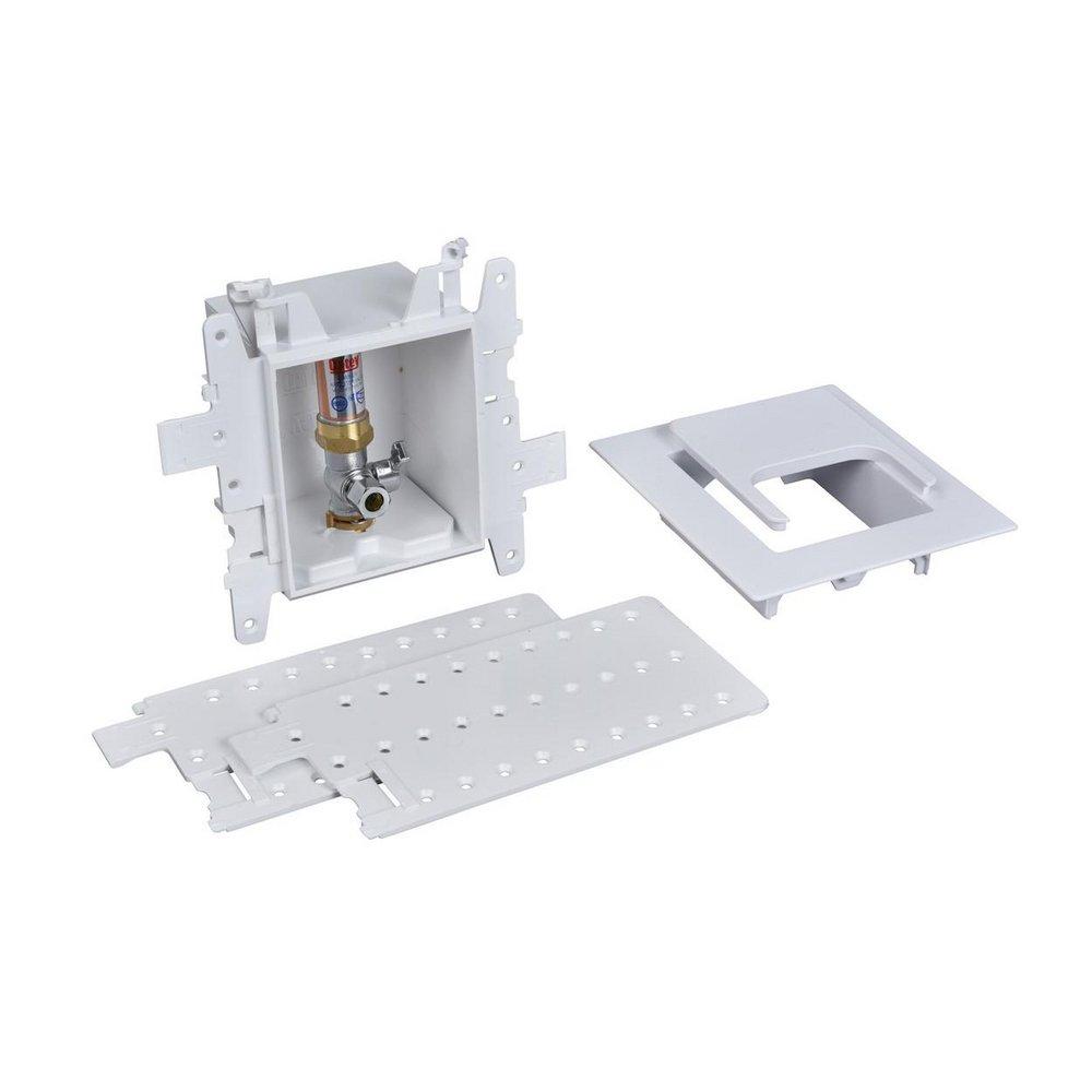Oatey&reg; White 3-63/100 x 7-49/50 x 8-23/50 in. Dishwasher or Toilet Quarter-Turn Fire Rated Supply Box 