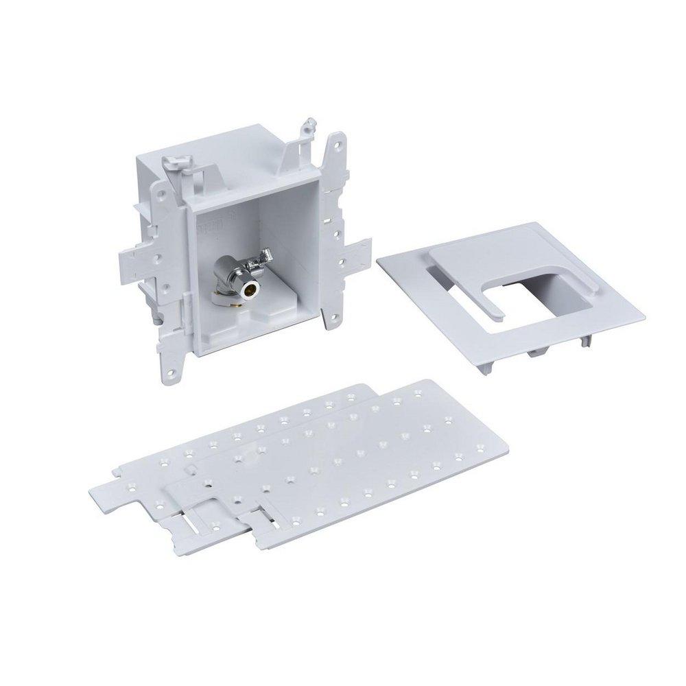 Oatey&reg; White 3-63/100 x 7-49/50 x 8-23/50 in. Dishwasher or Toilet Quarter-Turn Fire Rated Supply Box 