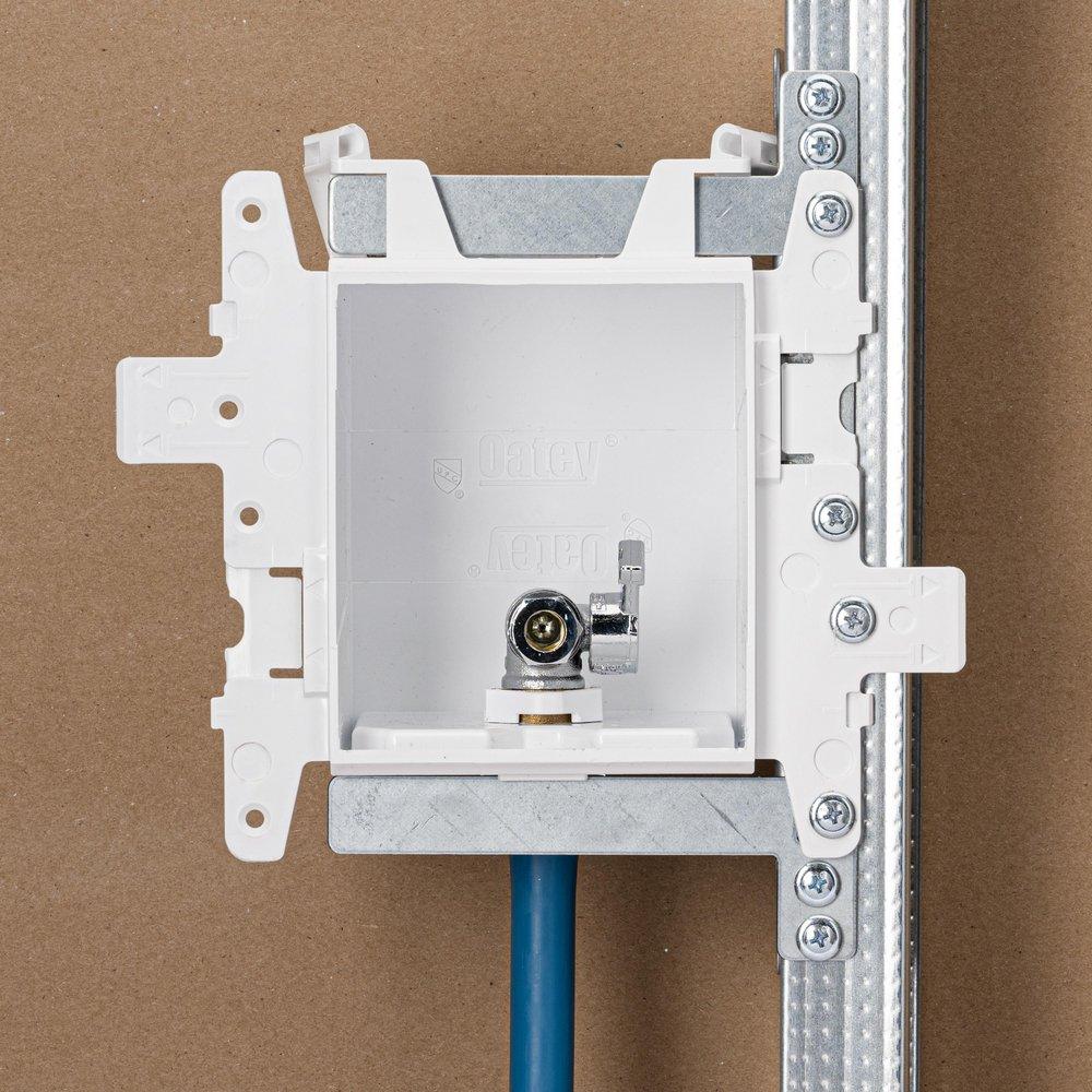 Oatey&reg; White 3-63/100 x 7-49/50 x 8-23/50 in. Dishwasher or Toilet Quarter-Turn Fire Rated Supply Box 