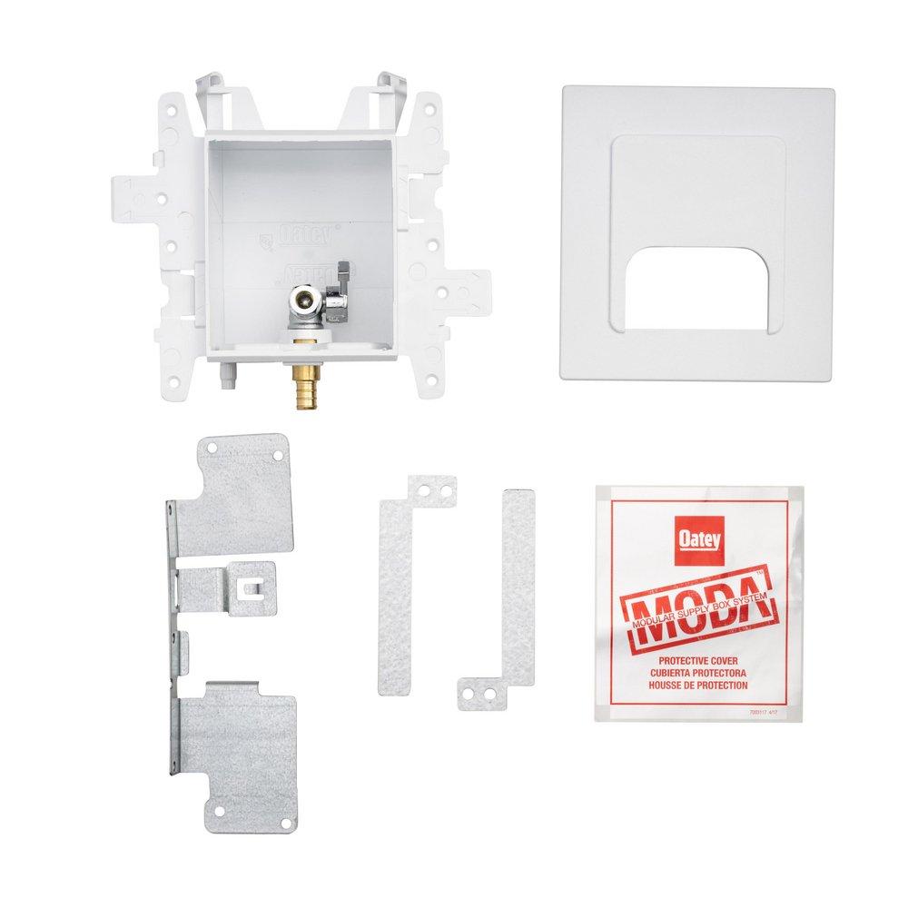 Oatey&reg; White 3-63/100 x 7-49/50 x 8-23/50 in. Dishwasher or Toilet Quarter-Turn Fire Rated Supply Box 