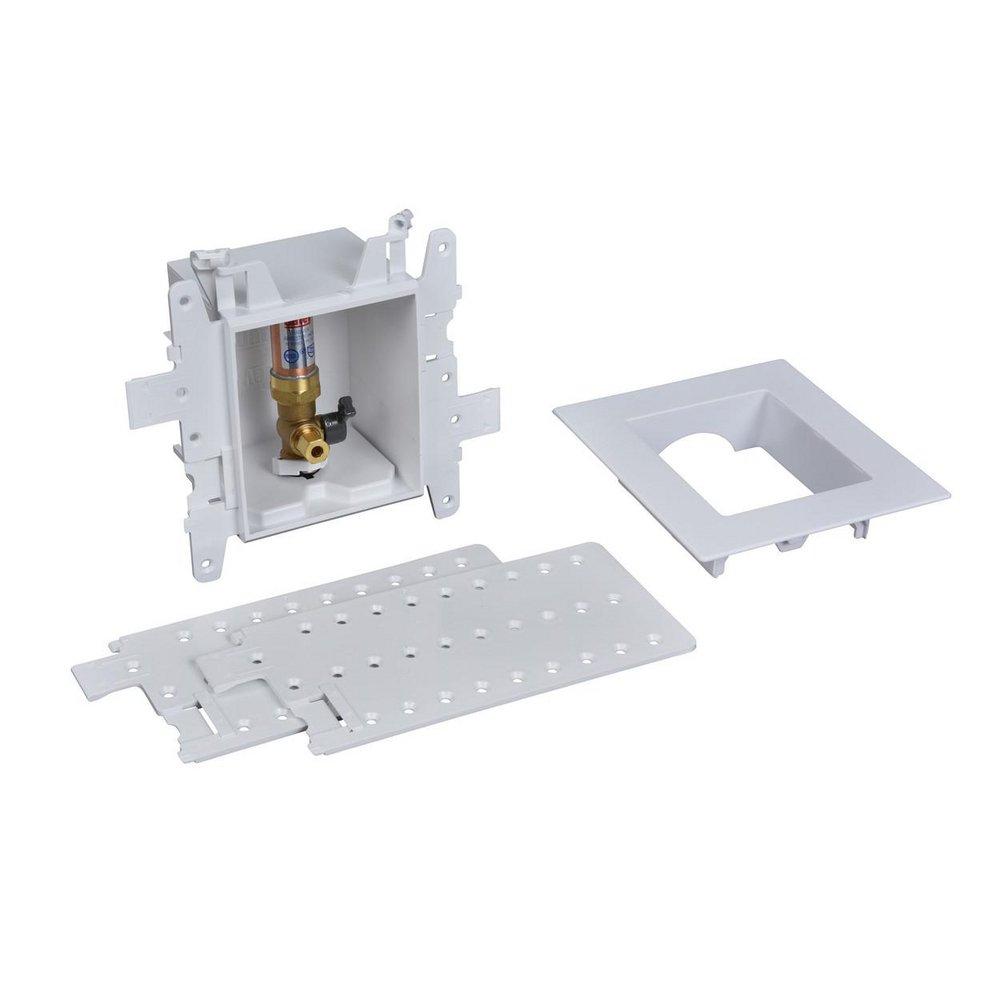 Oatey&reg; White 3-63/100 x 7-49/50 x 8-23/50 in. Ice Maker Quarter-Turn Fire Rated Supply Box 